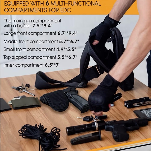 Black Tactical Compact Sling Bag | Concealed Carry - Picture 4 of 7